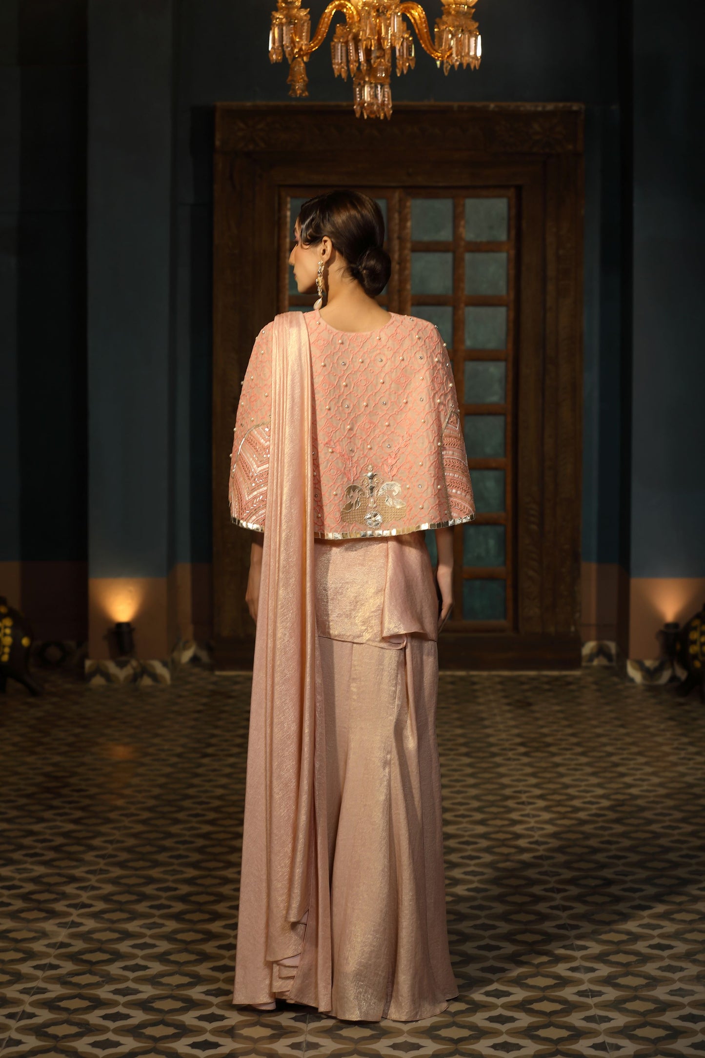 Blush Cape Gown 3pc Set