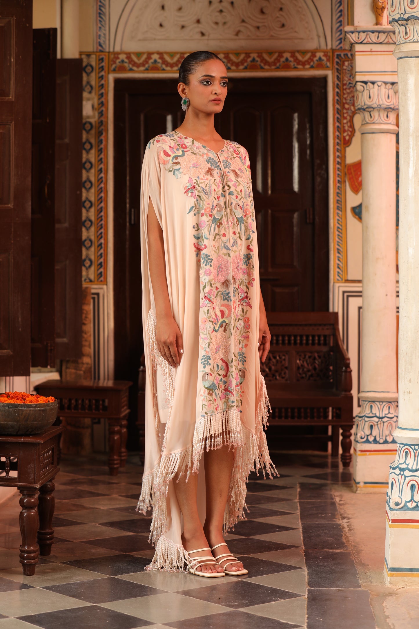 Ivory Eden Embroidered Fringe Dress