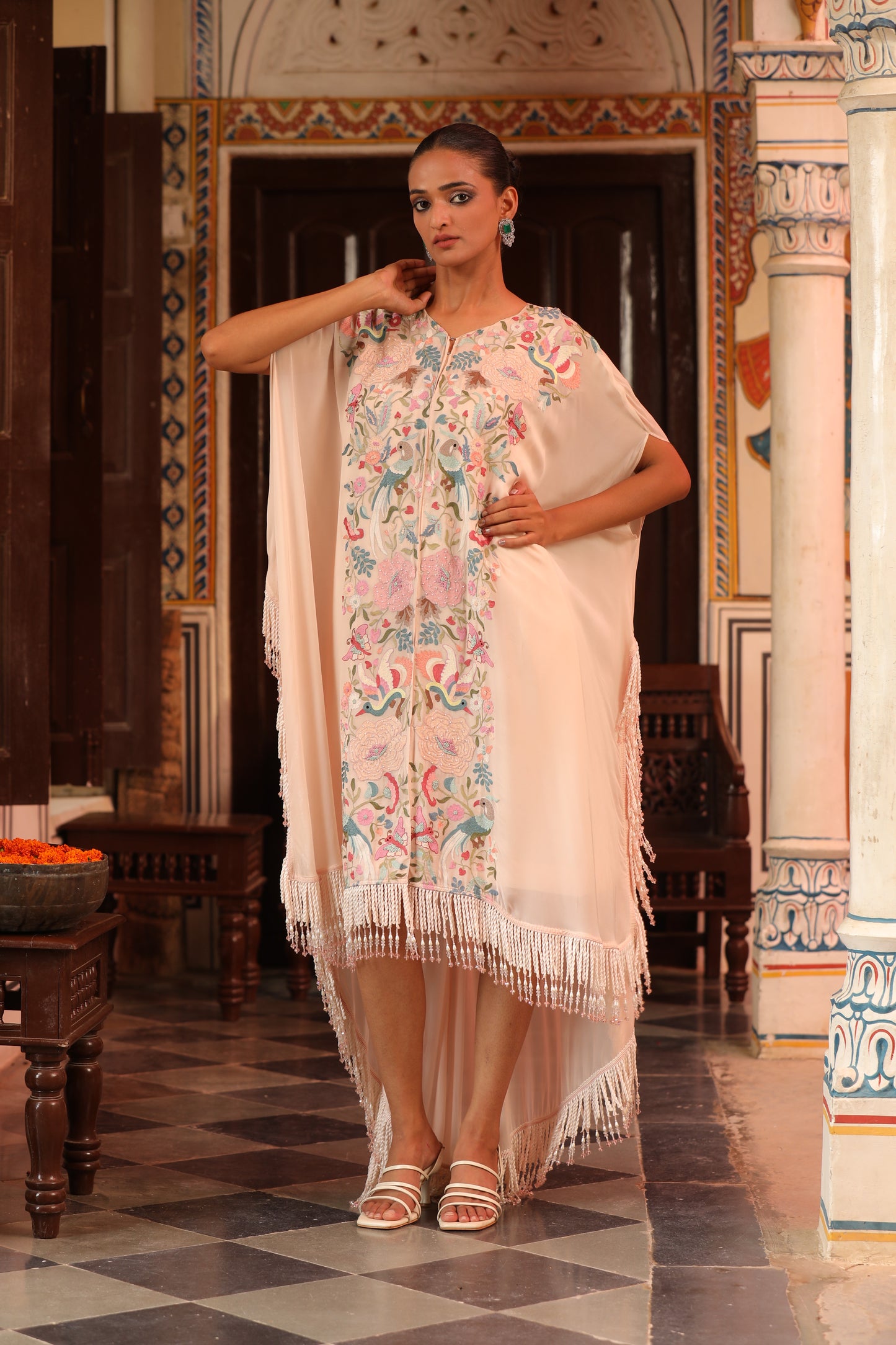 Ivory Eden Embroidered Fringe Dress
