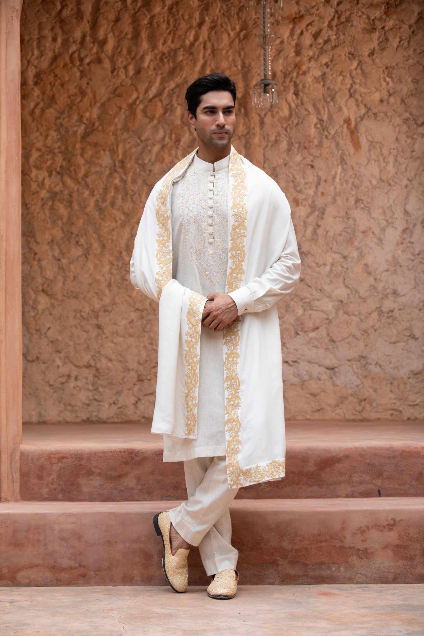 Ivory Opulence Embroidered Kurta Dupatta Set