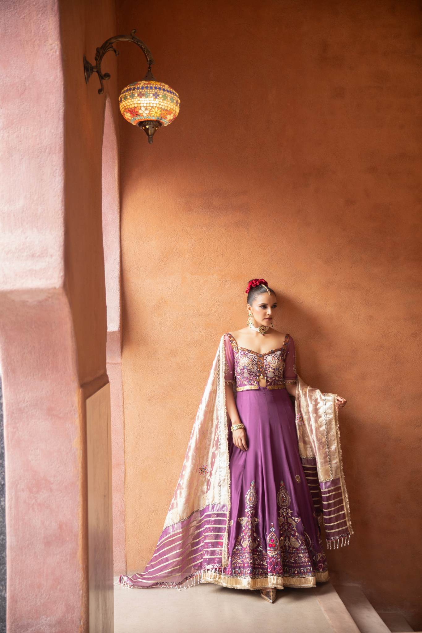Royal Plum Embroidered Lehenga Set