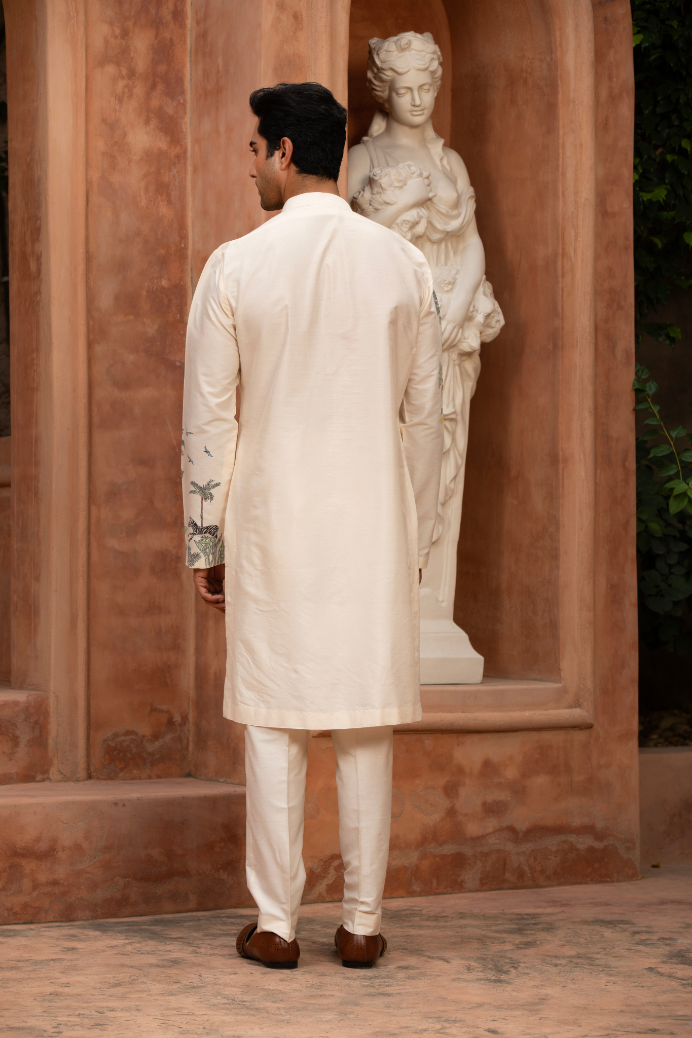 Ivory Paradise Bird Hand-Painted Kurta Set