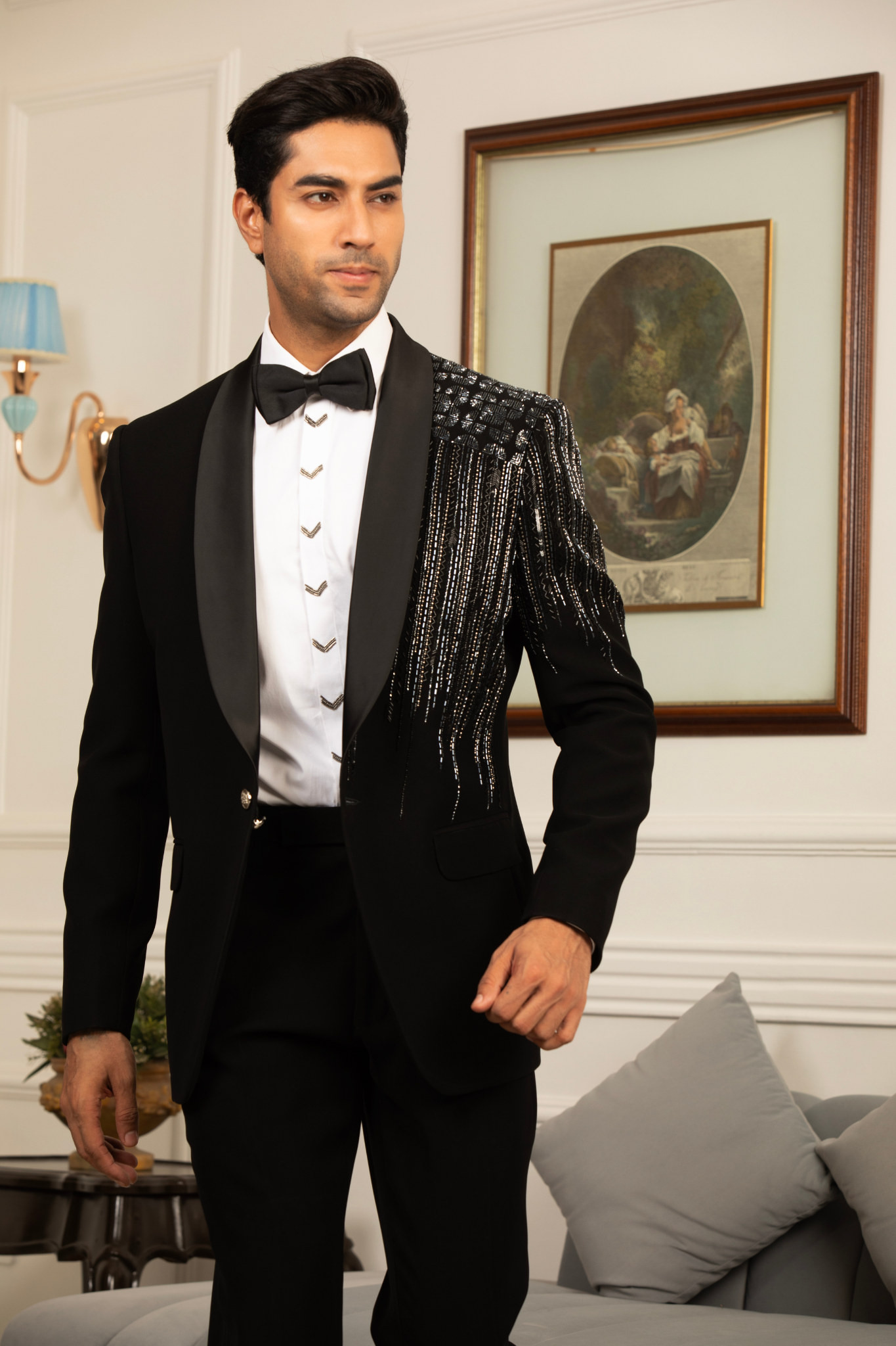 Black Royale Embroiderd Tuxedo Suit