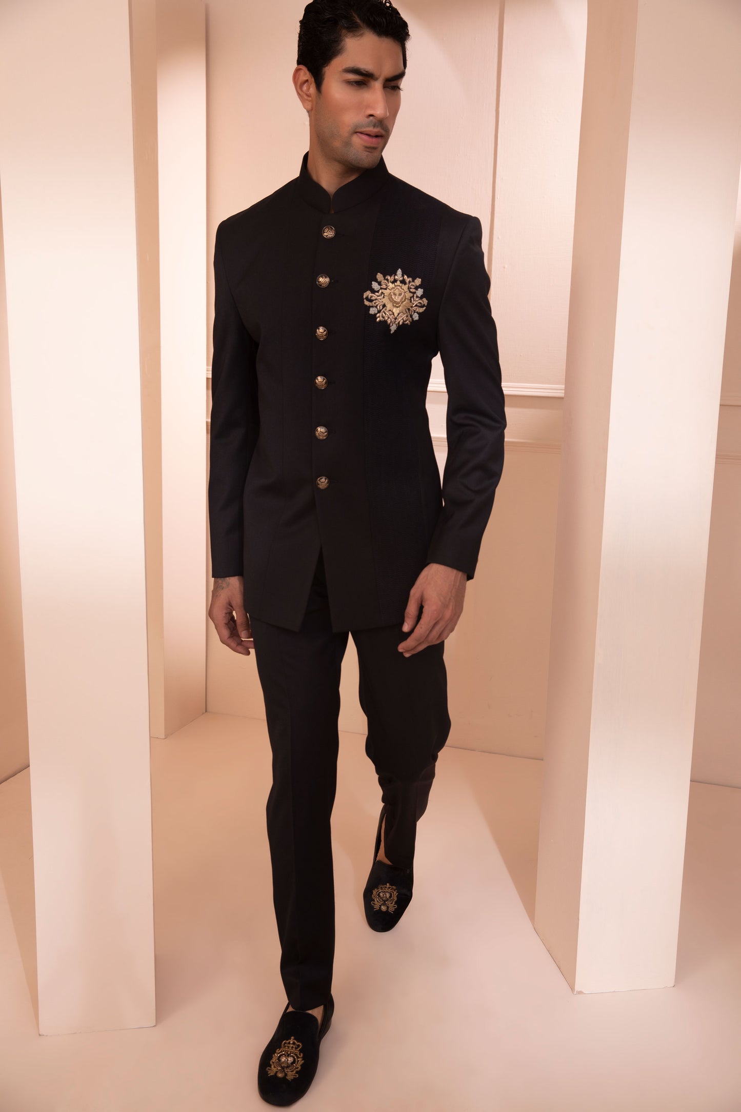 Menswear embroidered motif suit