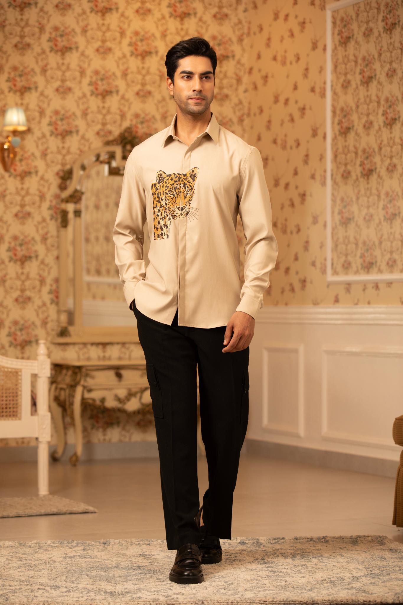 Savannah Spirit Leopard Embroidered Shirt