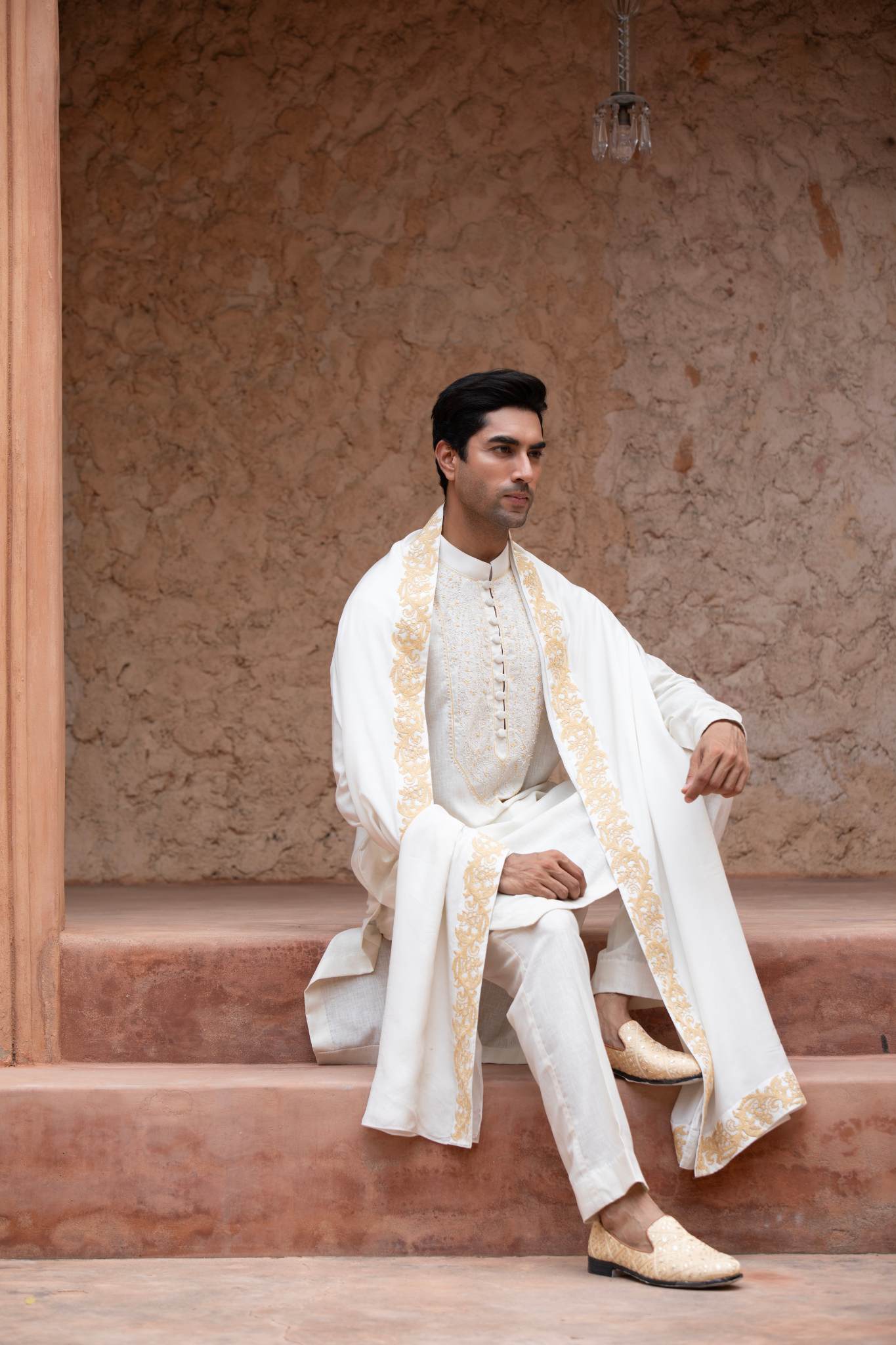 Ivory Opulence Embroidered Kurta Dupatta Set
