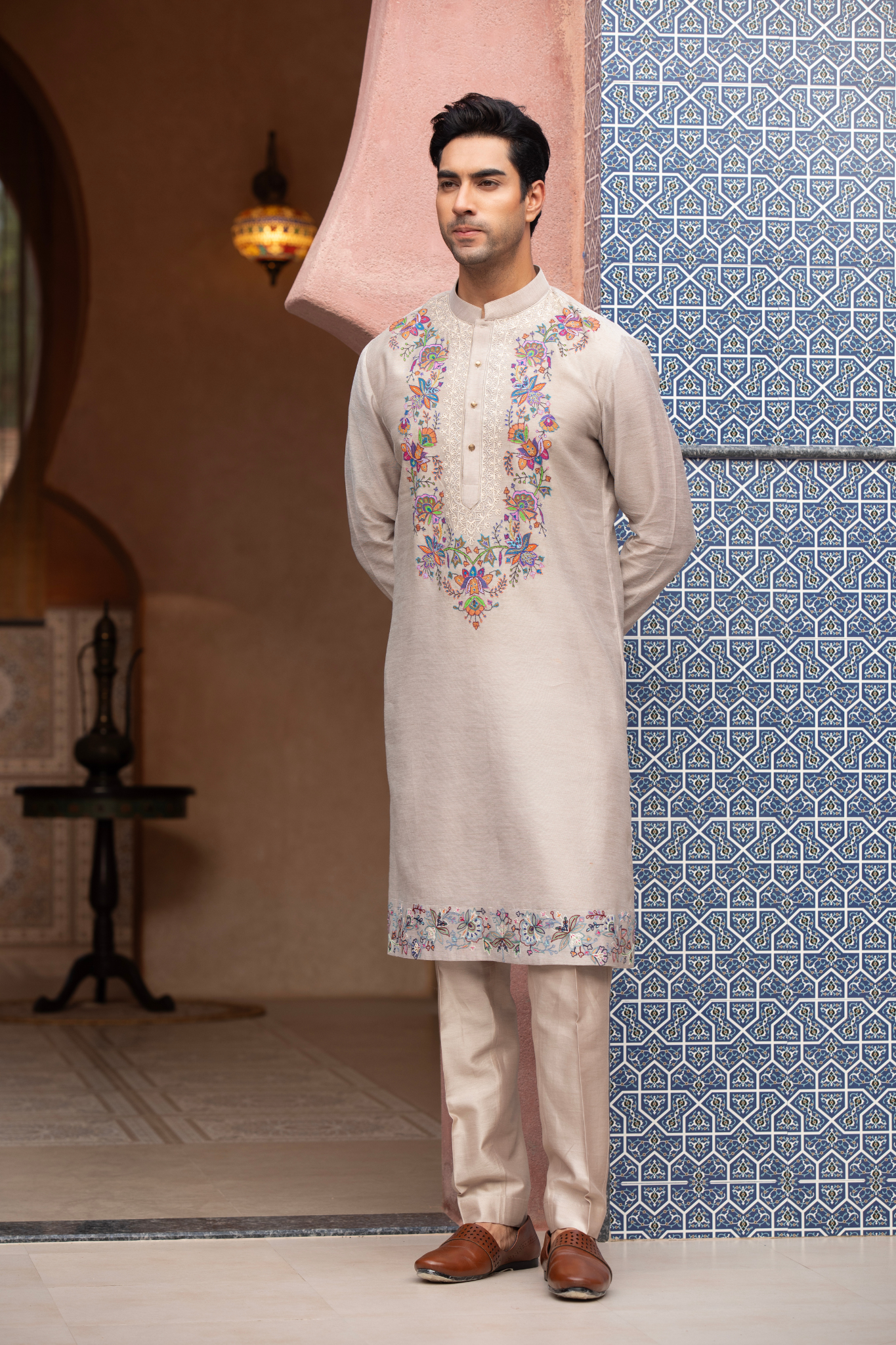Spring Meadow Pastel Embroidered Kurta