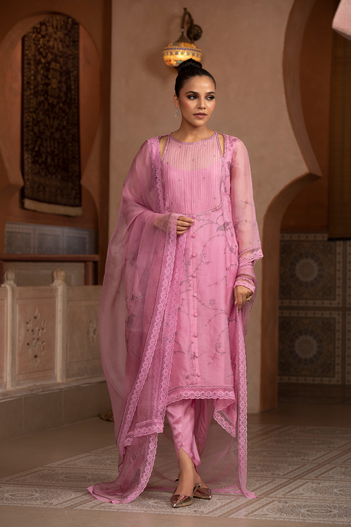 Cherry Blossom Lace Kurta Set