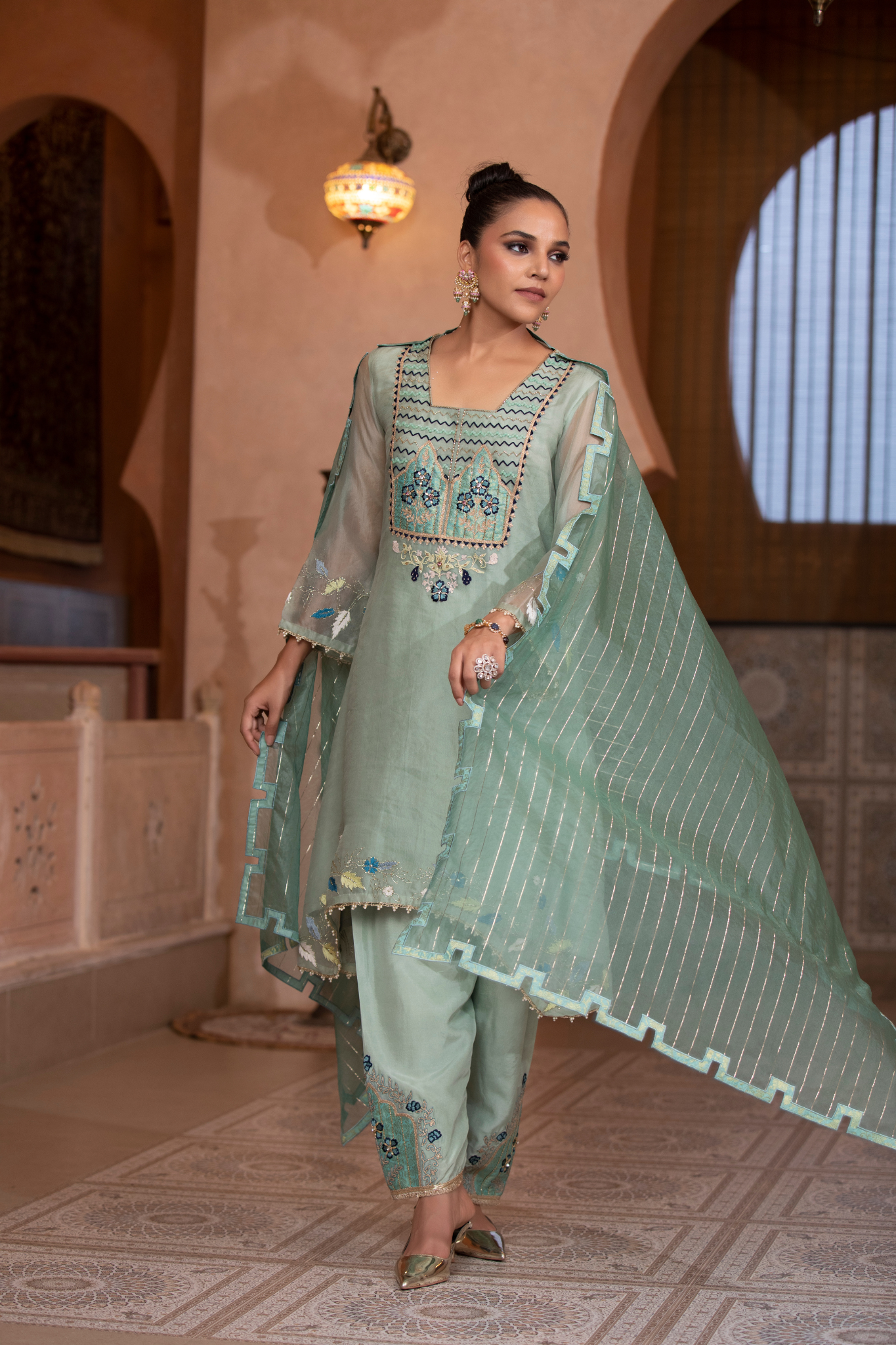 Meadow Sage Embroidered Kurta Set