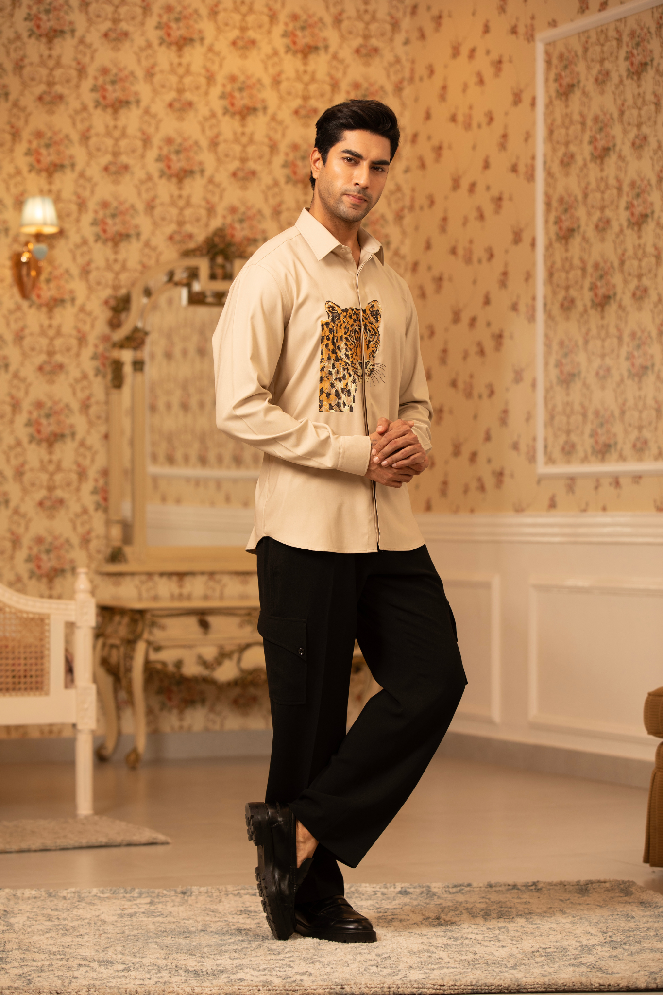 Savannah Spirit Leopard Embroidered Shirt
