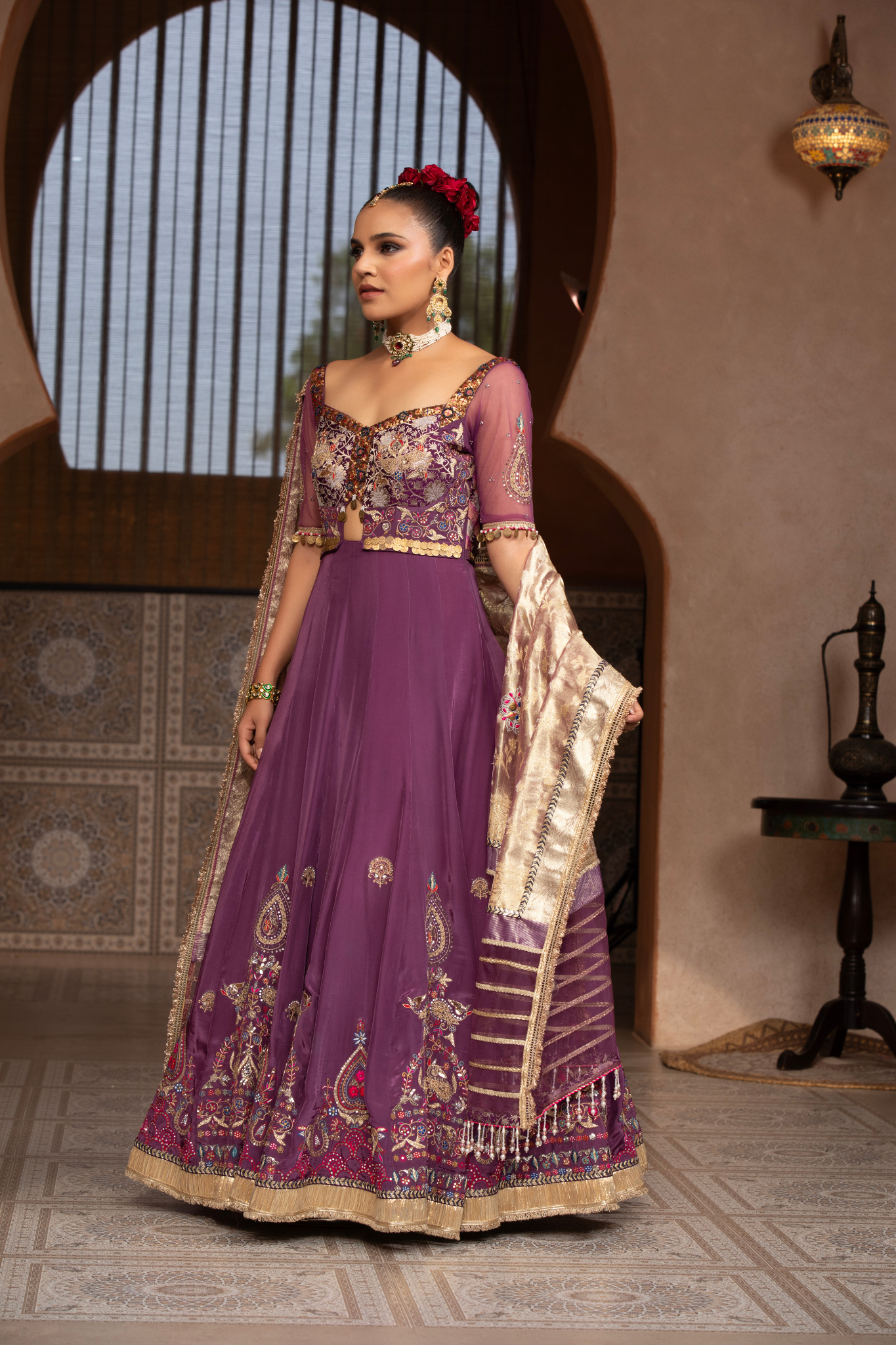Royal Plum Embroidered Lehenga Set