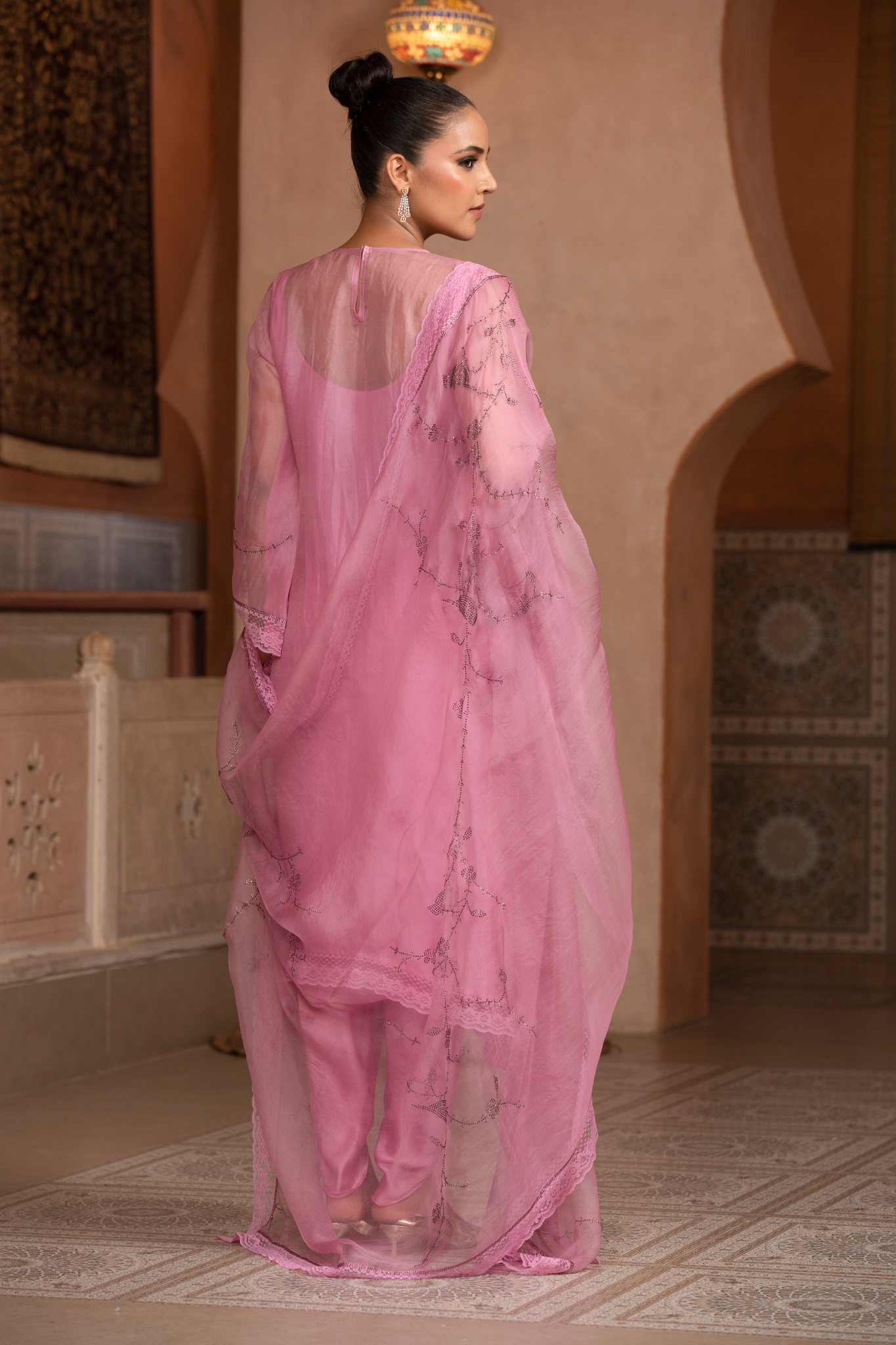 Cherry Blossom Lace Kurta Set