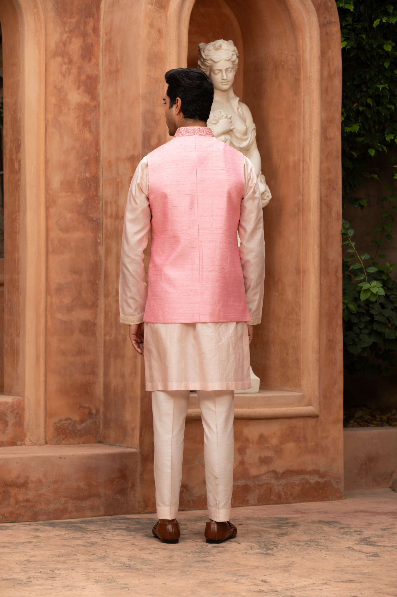 Blush Harmony Bird Embroidered Nehru Jacket Set