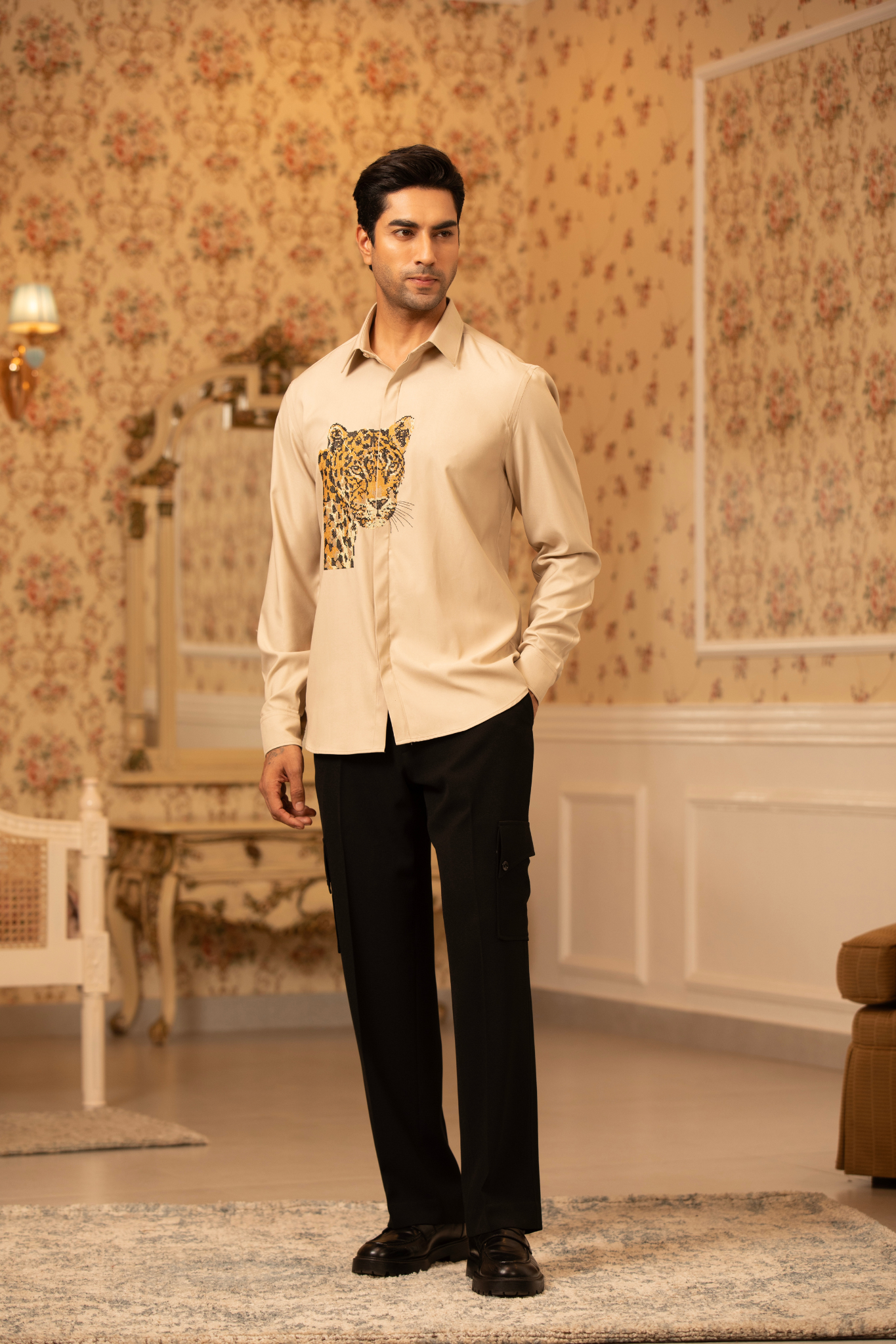 Savannah Spirit Leopard Embroidered Shirt