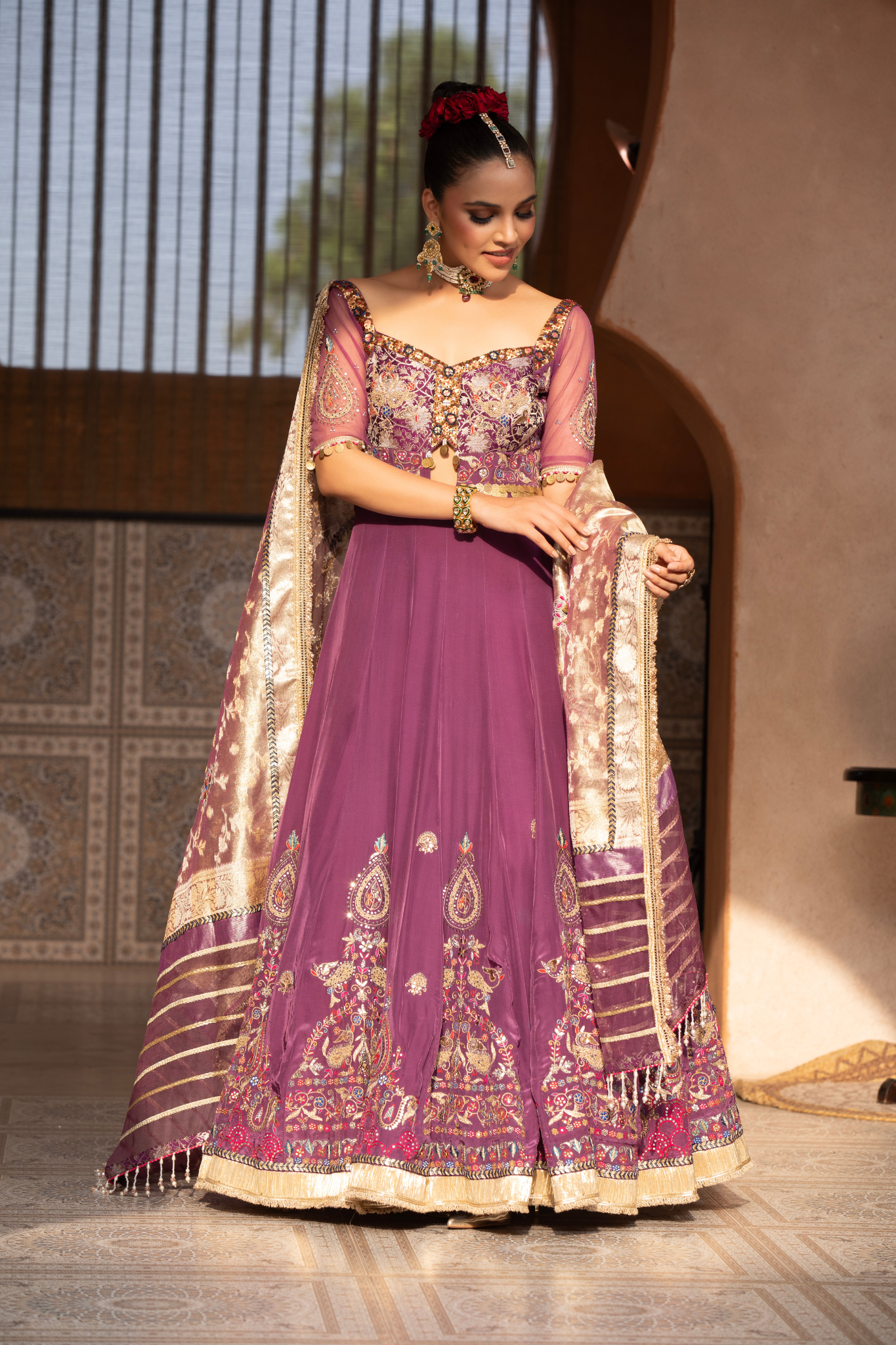 Royal Plum Embroidered Lehenga Set