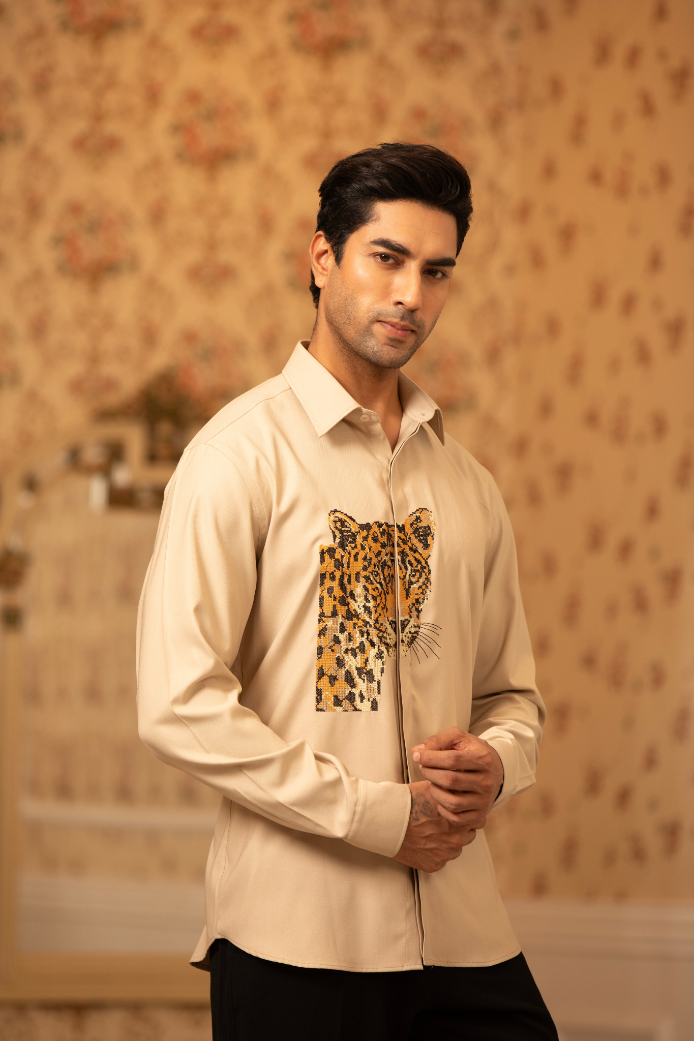 Savannah Spirit Leopard Embroidered Shirt