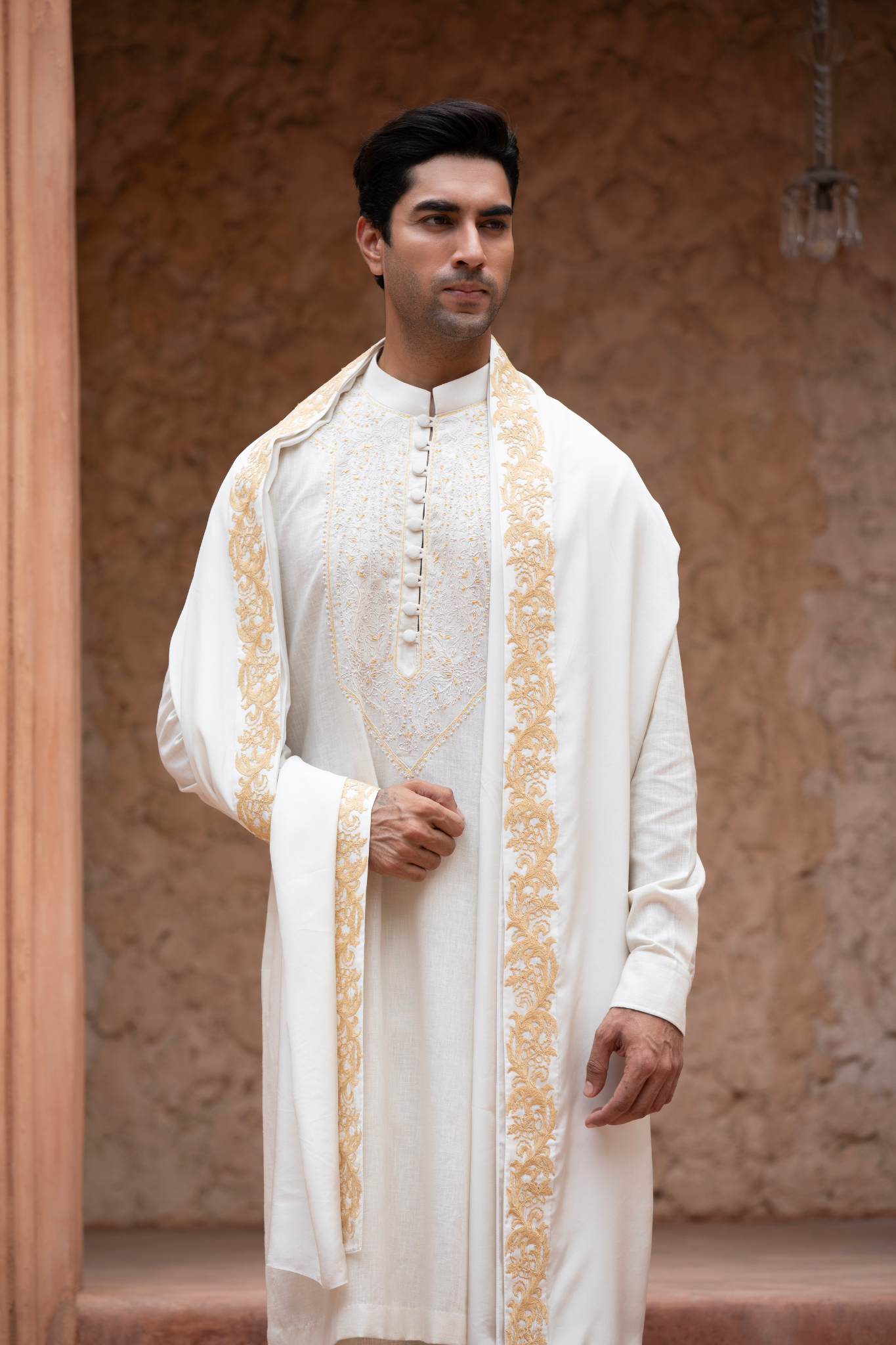 Ivory Opulence Embroidered Kurta Dupatta Set