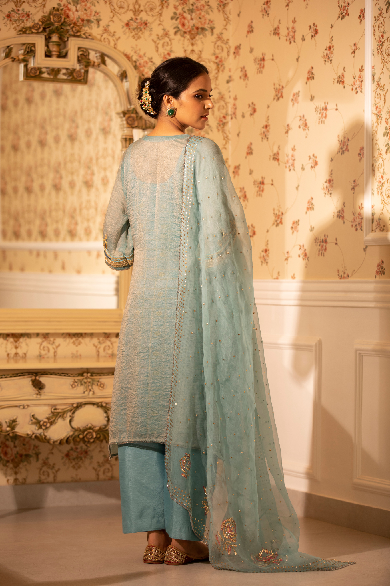 Aqua Pichwai Kurta Set