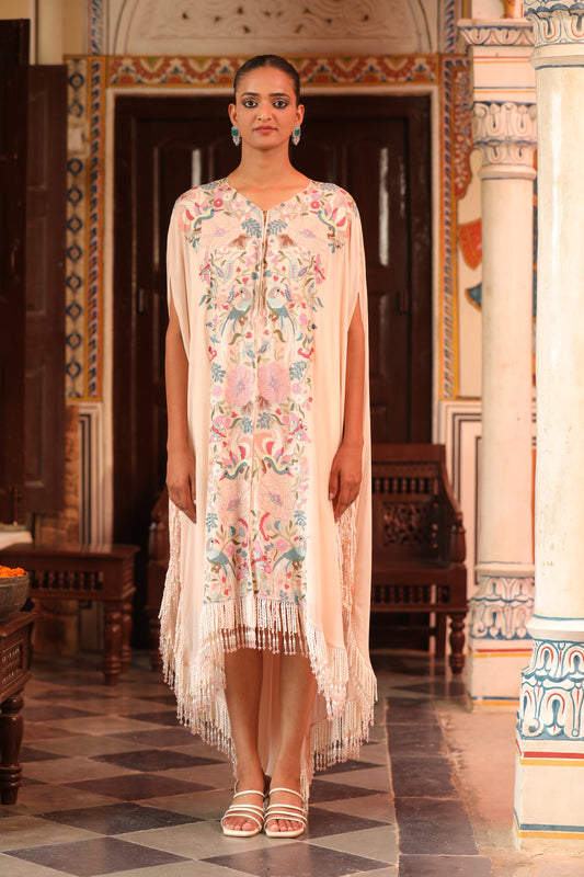 Ivory Eden Embroidered Fringe Dress