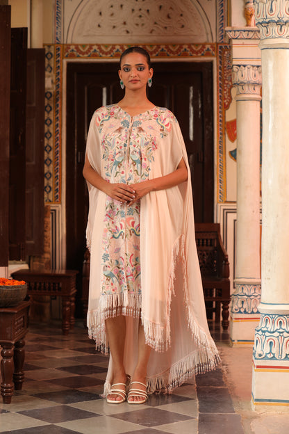Ivory Eden Embroidered Fringe Dress