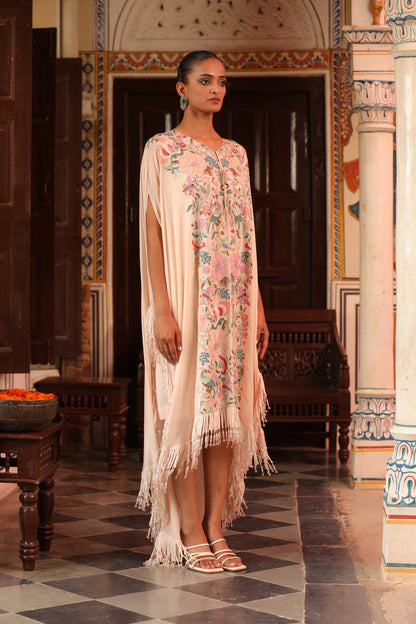 Ivory Eden Embroidered Fringe Dress