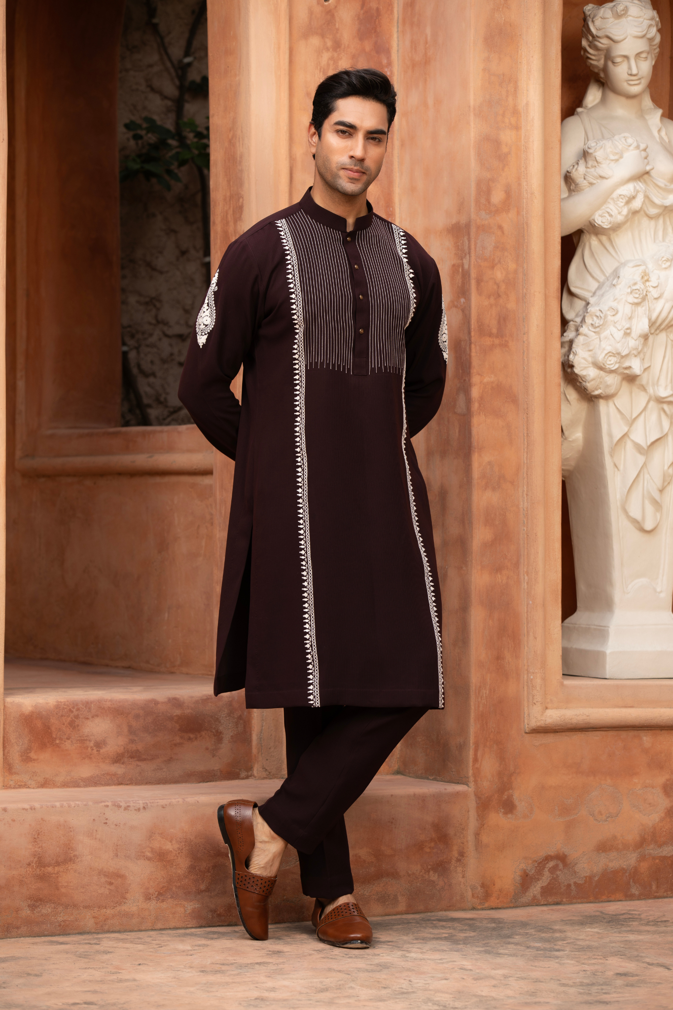 Cocoa Vine Embroidered Kurta Set