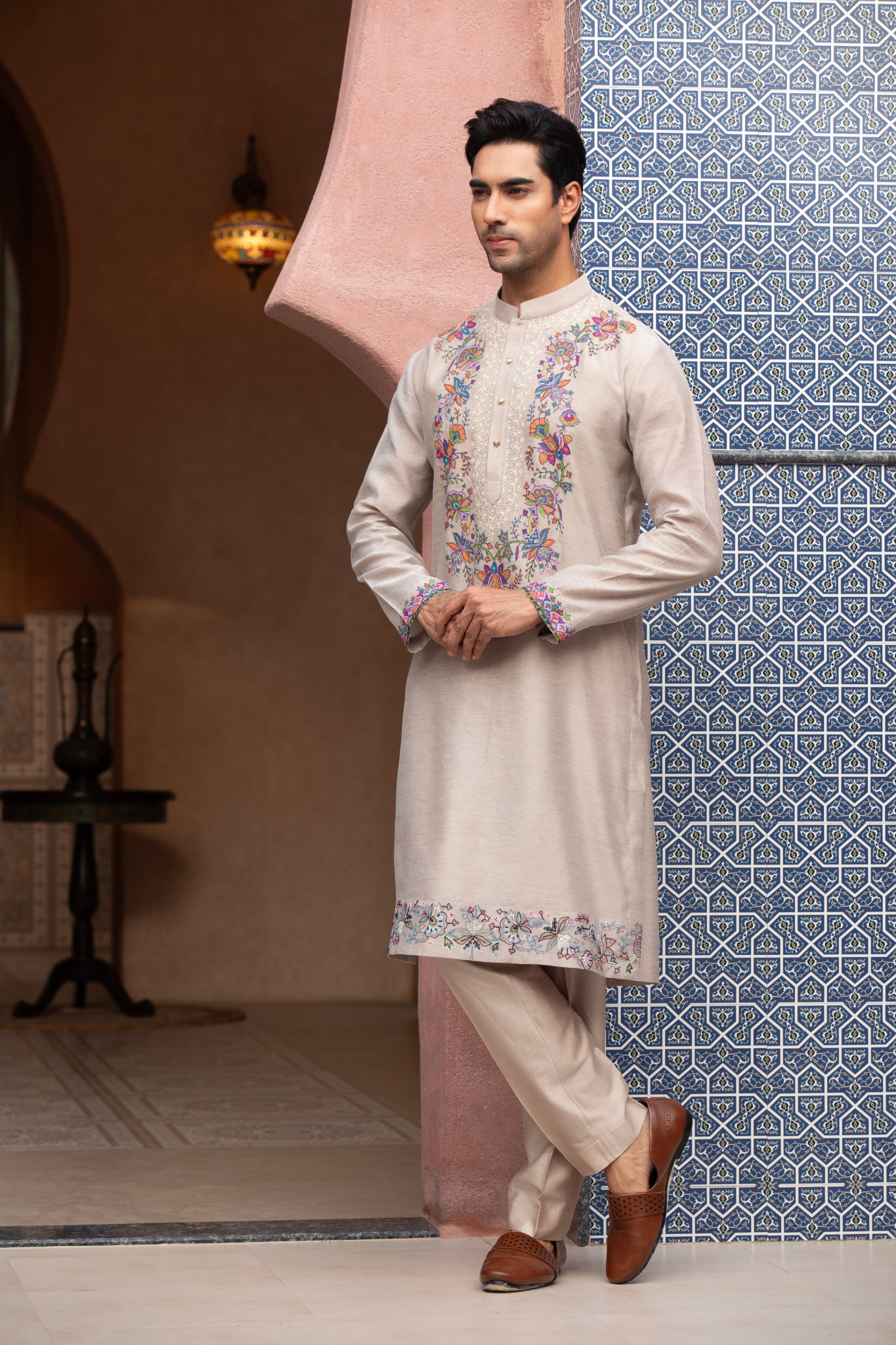 Spring Meadow Pastel Embroidered Kurta
