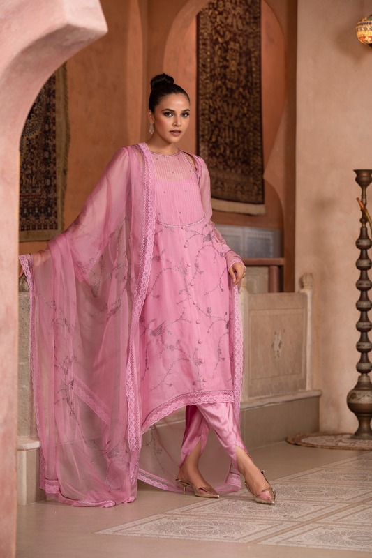 Cherry Blossom Lace Kurta Set