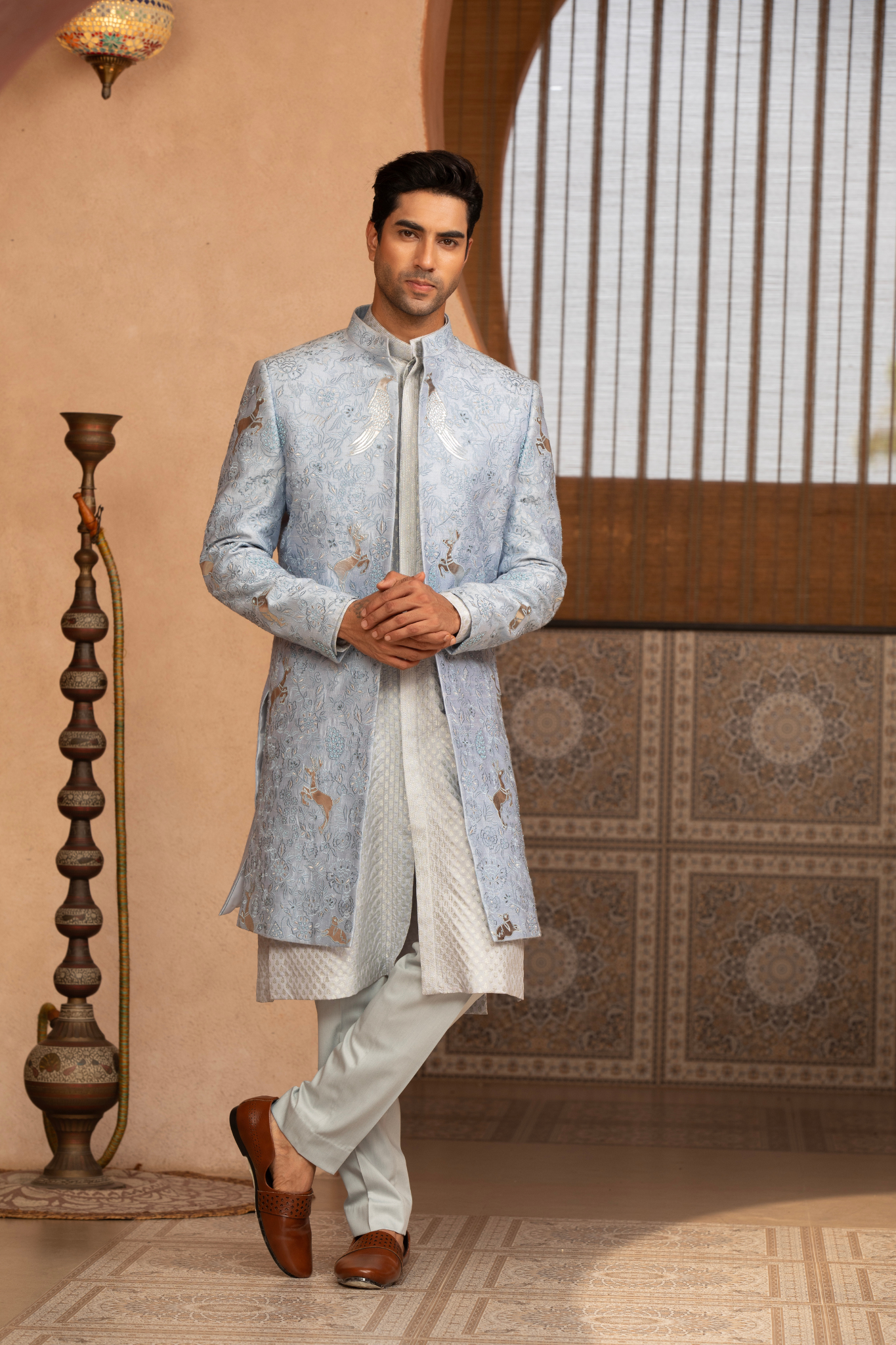 Frosted Silver Royal Indo Kurta Set
