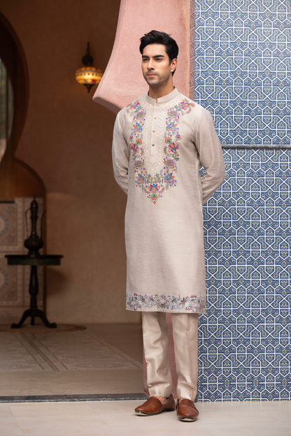 Spring Meadow Pastel Embroidered Kurta