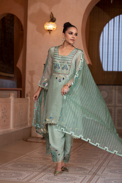 Meadow Sage Embroidered Kurta Set
