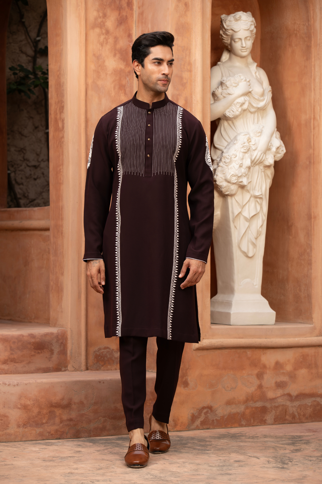 Cocoa Vine Embroidered Kurta Set