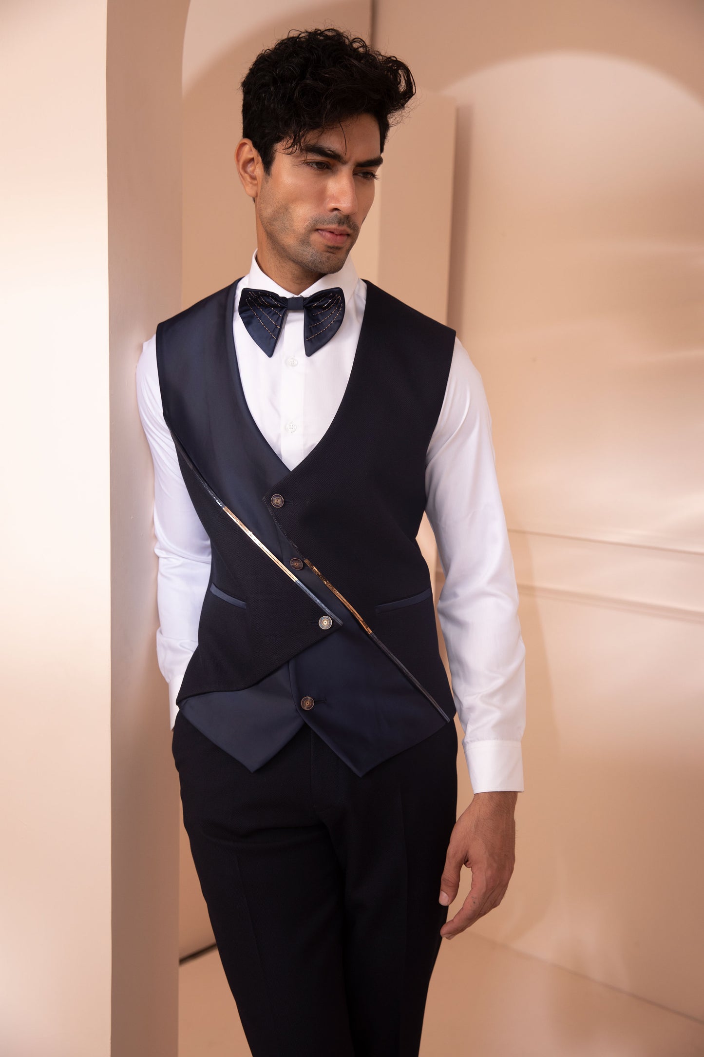 Navy Blue Emboidered Tuxedo