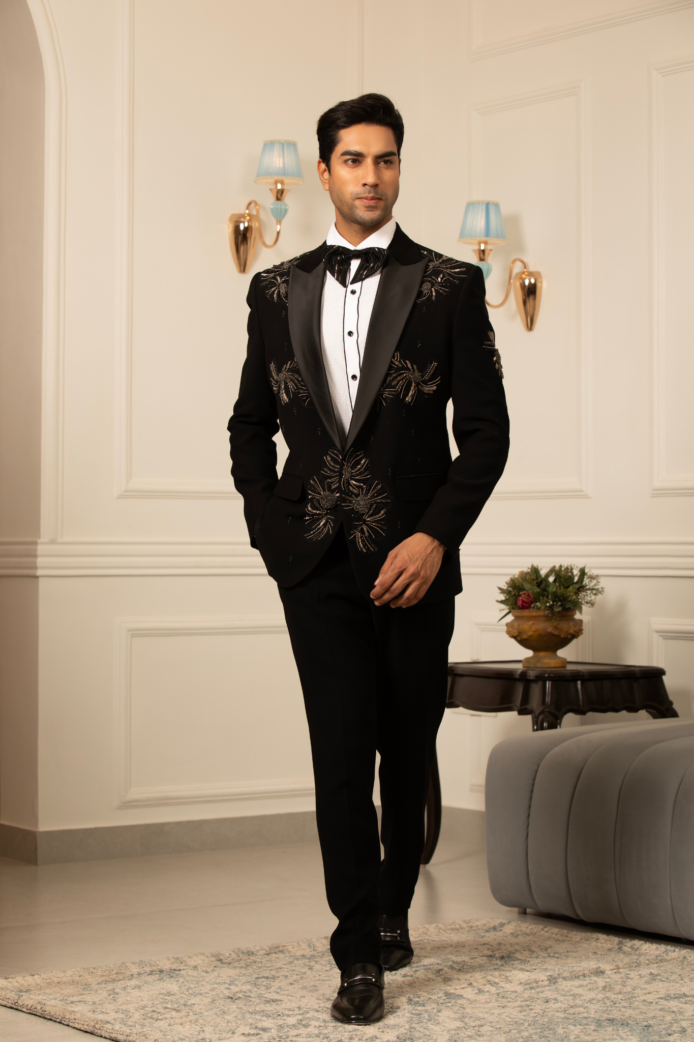 Noir Royale—Embroidered Tuxedo Splendor