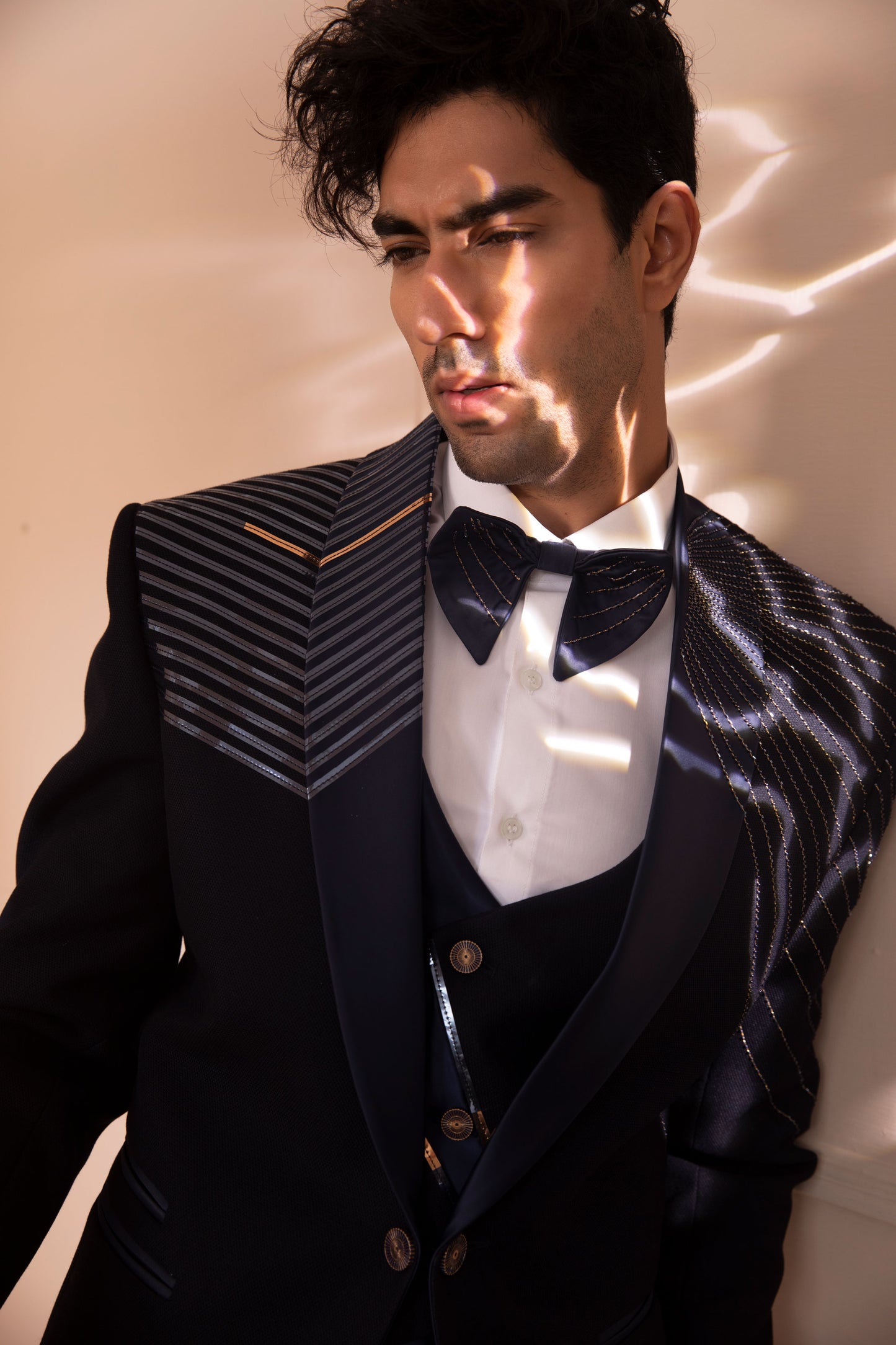 Navy Blue Emboidered Tuxedo