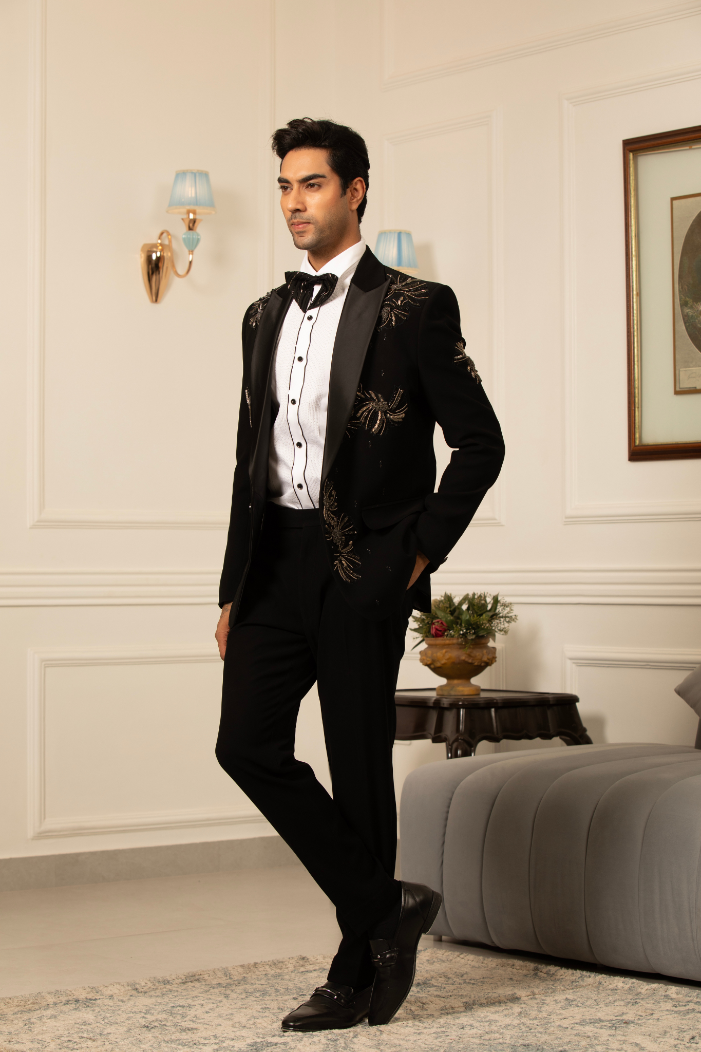 Noir Royale—Embroidered Tuxedo Splendor