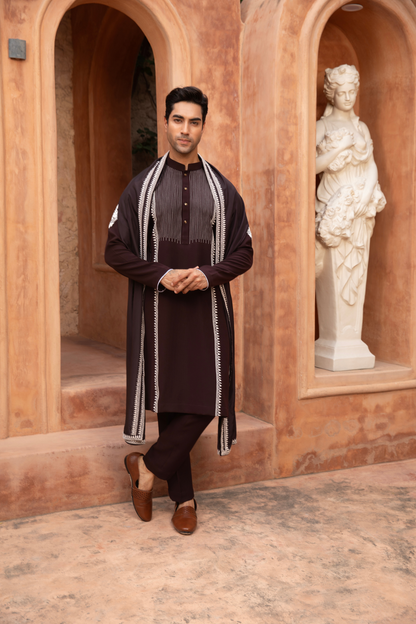 Cocoa Vine Embroidered Kurta Set