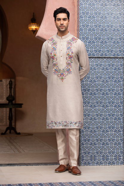 Spring Meadow Pastel Embroidered Kurta