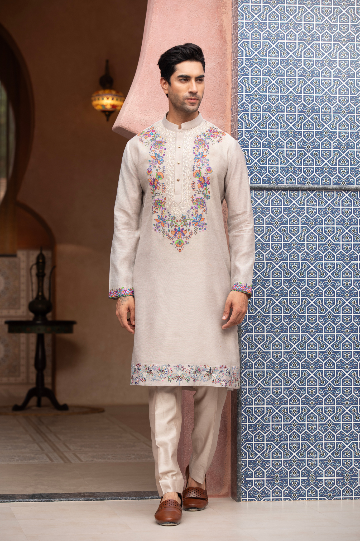 Spring Meadow Pastel Embroidered Kurta