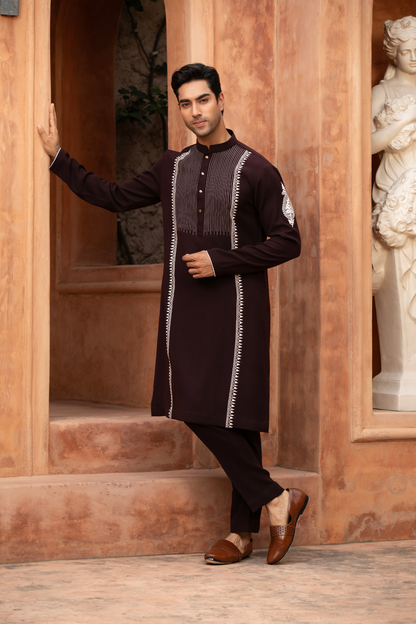 Cocoa Vine Embroidered Kurta Set
