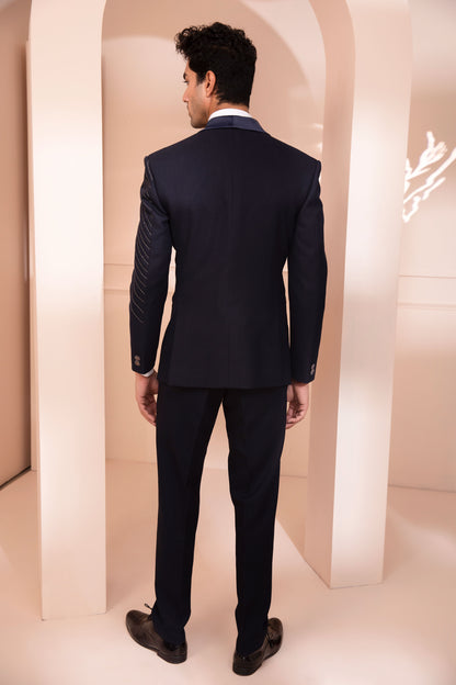 Navy Blue Emboidered Tuxedo