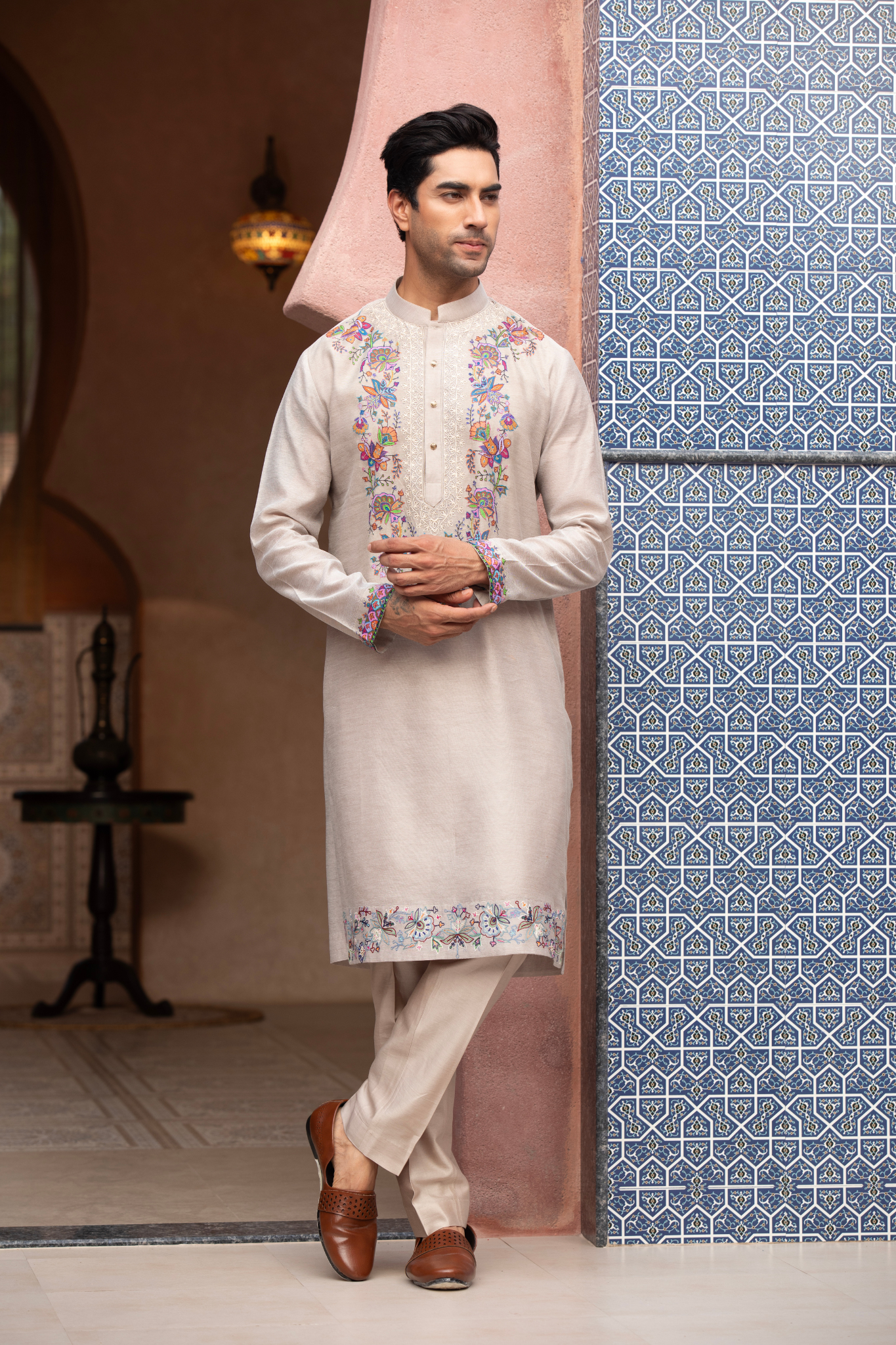 Spring Meadow Pastel Embroidered Kurta