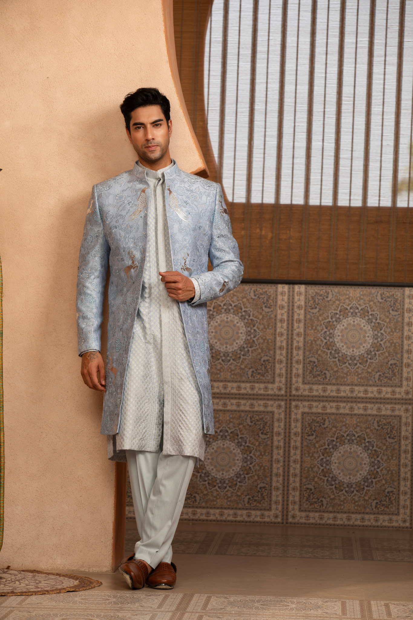 Frosted Silver Royal Indo Kurta Set