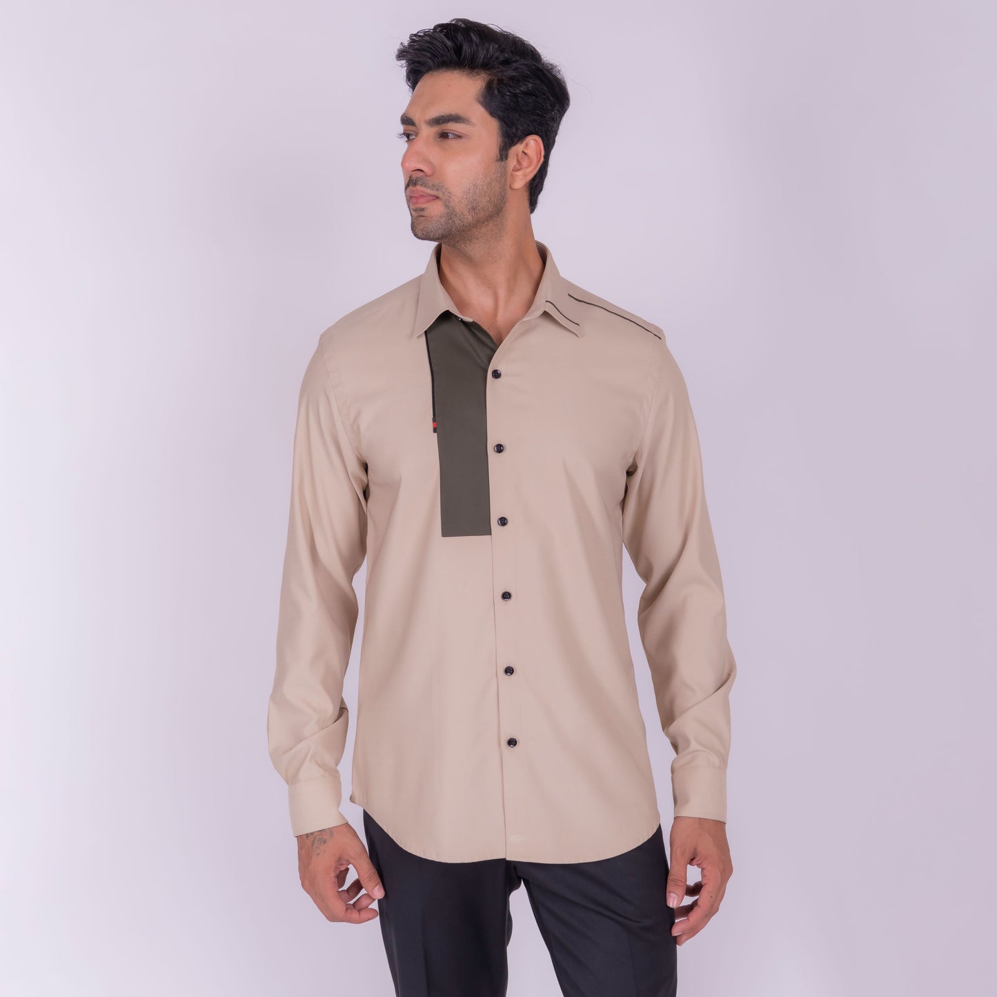Tan Color Block Shirt