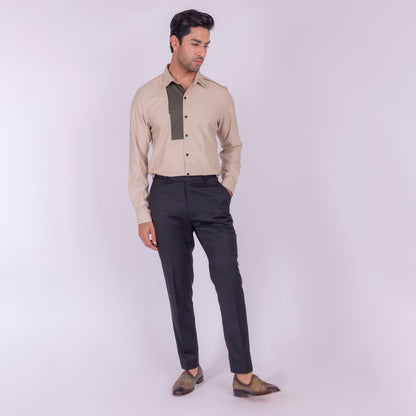 Tan Color Block Shirt