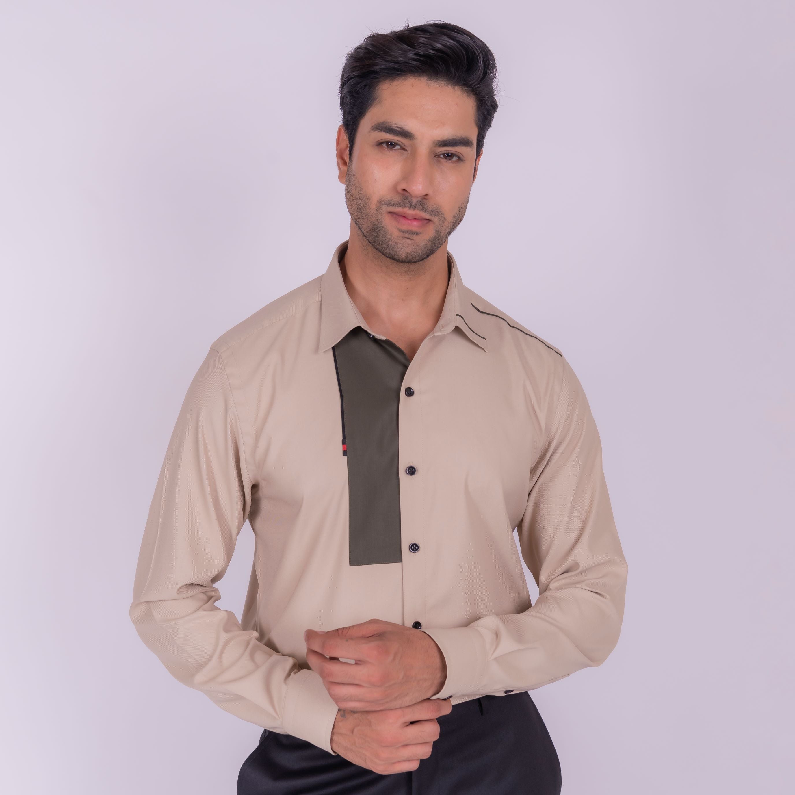 Tan Color Block Shirt – Design O Stitch
