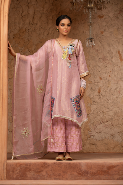 Pink Pichwai Kurta Set