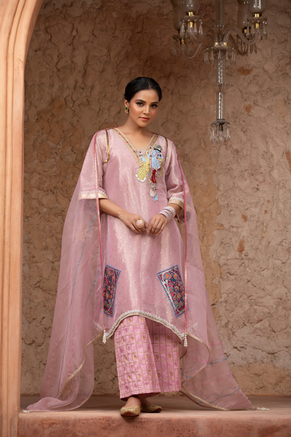 Pink Pichwai Kurta Set
