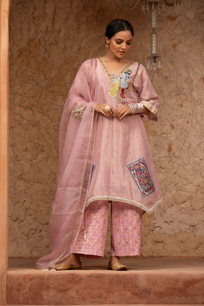 Pink Pichwai Kurta Set