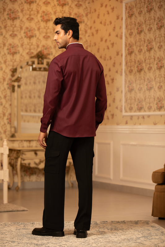 Crimson Crest Mandarin Shirt